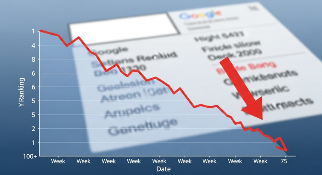 Googleの検索順位が下降するイメージ