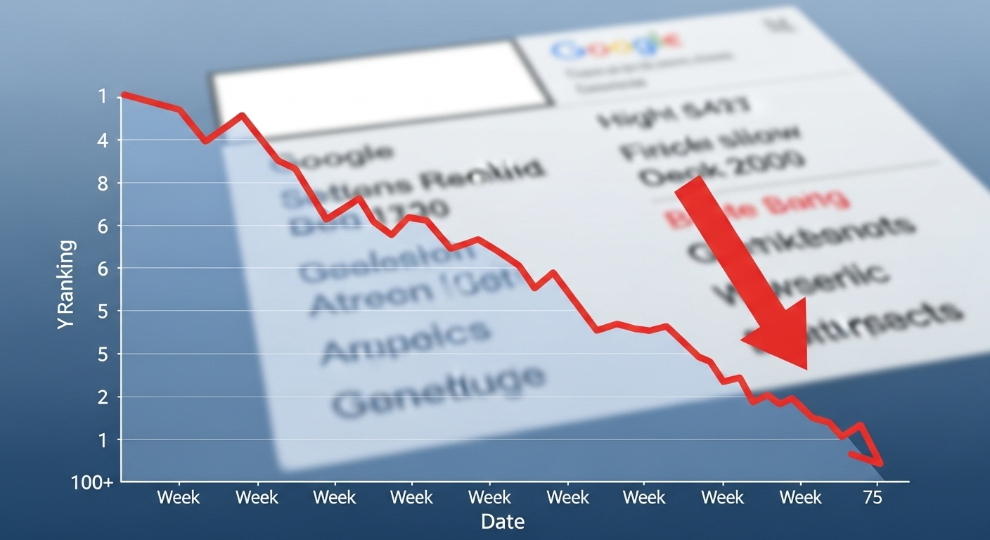 Googleの検索順位が下降するイメージ