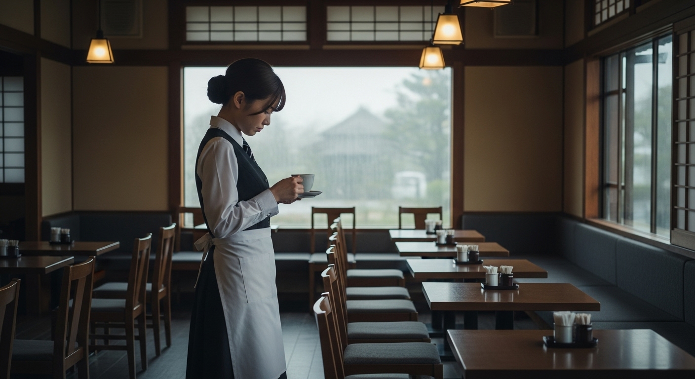 空っぽのカフェで絶望する佐藤さん
